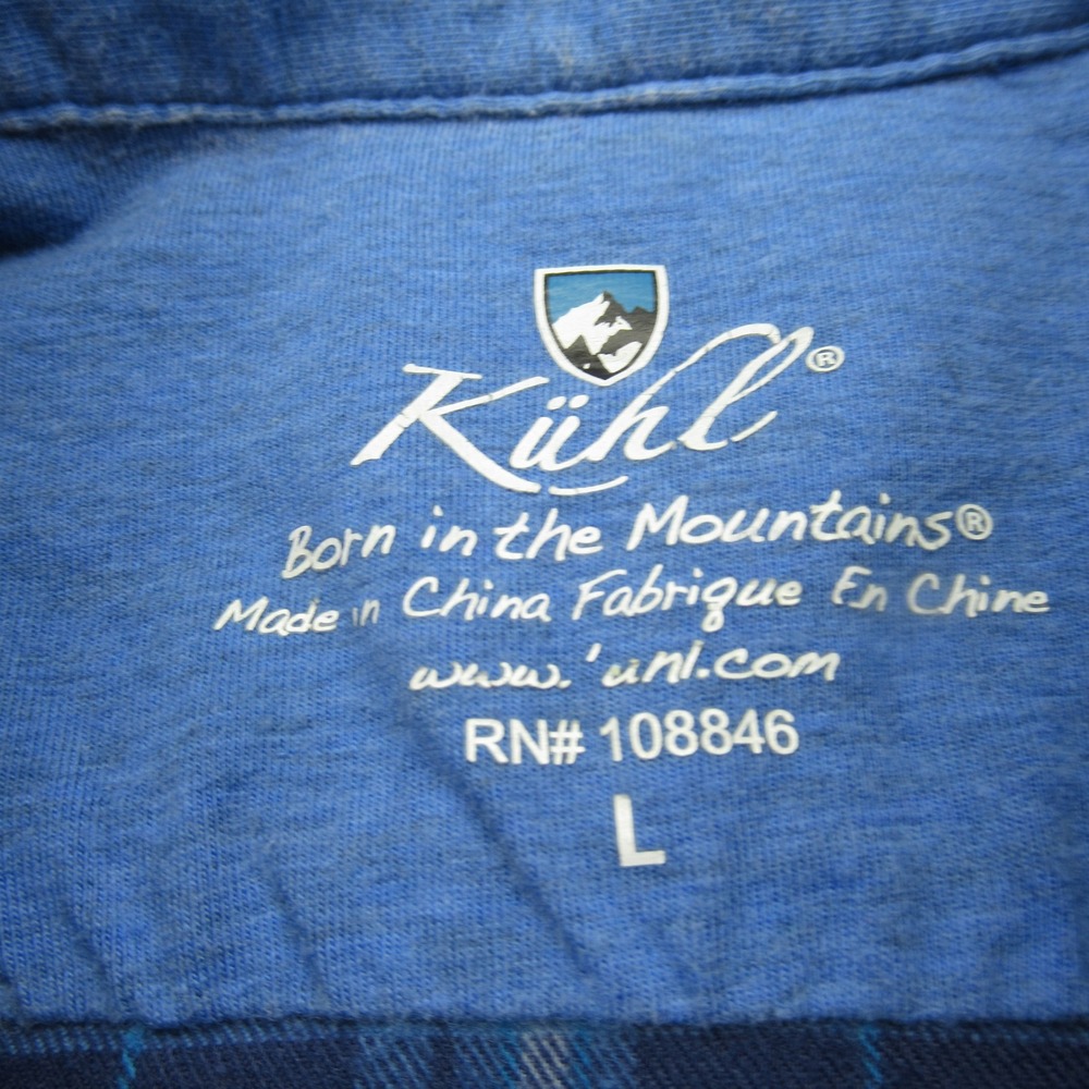 Kuhl Shirt Womens Large Blue Plaid Flannel Pockets Button Up Long Sleeve Casual - Picture 4 of 12